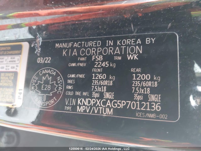 KNDPXCAG5P7012136 KIA Sportage Sx Prestige