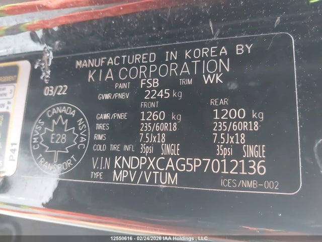 KNDPXCAG5P7012136 KIA Sportage Sx Prestige