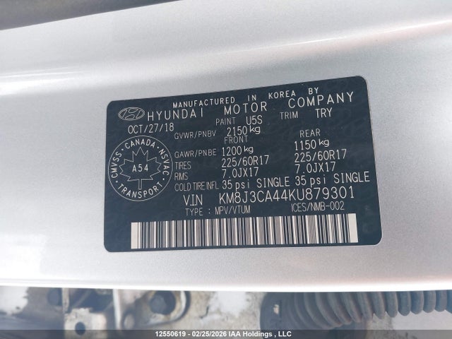 KM8J3CA44KU879301 Hyundai Tucson Preferred
