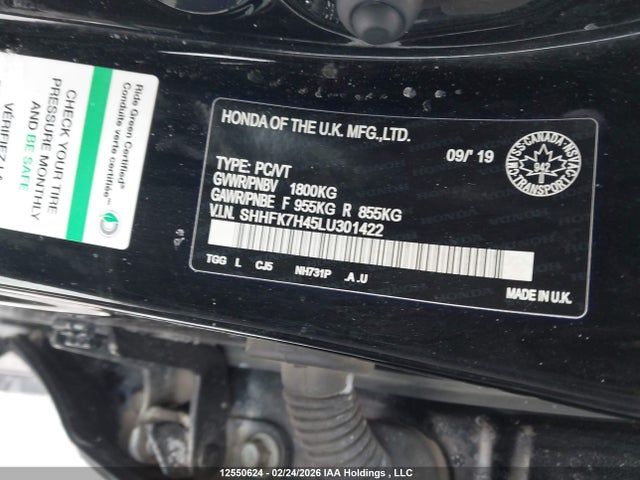 SHHFK7H45LU301422 Honda CIVIC HATCHBACK
