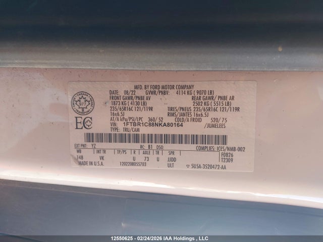 1FTBR1C88NKA80164 Ford Transit T-250