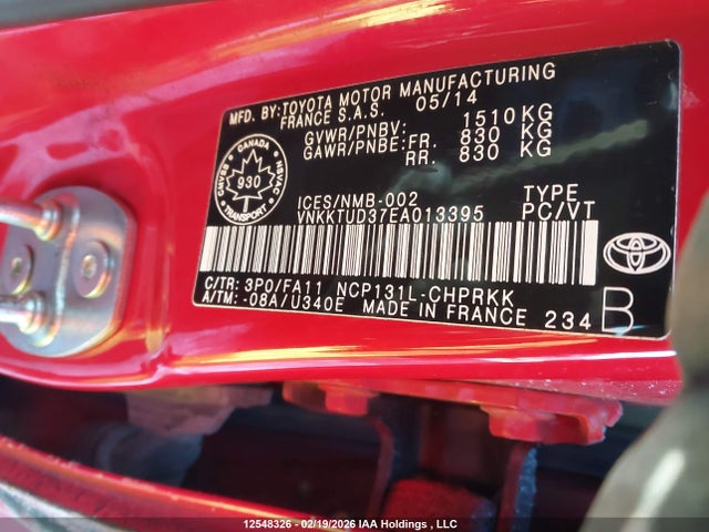 Toyota YARIS LE 2014 VNKKTUD37EA013395 Image 9