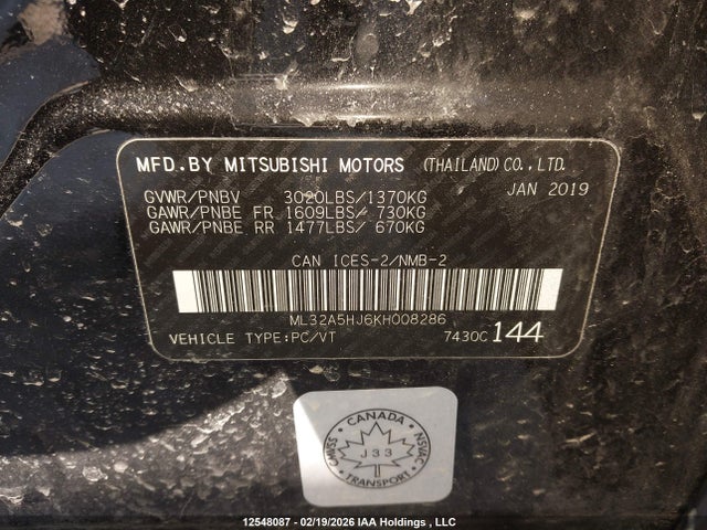Mitsubishi Mirage Es Limited/gt 2019 ML32A5HJ6KH008286 Image 9