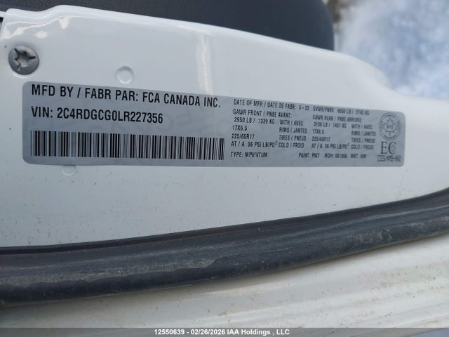 Aukcja sprzedaży 2020 Dodge Grand Caravan, vin: 2C4RDGCG0LR227356, numer aukcji: 12550639