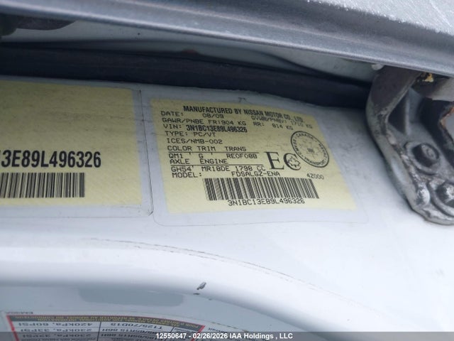 Продажа на аукционе авто 2009 Nissan Versa, vin: 3N1BC13E89L496326, номер лота: 12550647