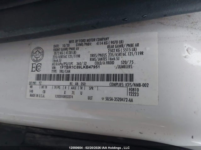 1FTBR1C89LKB47951 Ford Transit T-250
