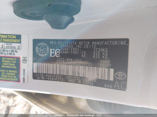 Toyota Corolla S 2014 2T1BURHEXEC012235 Image 9