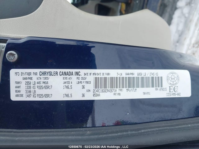 Продаж на аукціоні авто 2014 Chrysler Town & Country Touring, vin: 2C4RC1BG6ER426710, номер лоту: 12550675