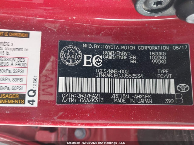 JTNKARJE0JJ553534 Toyota COROLLA IM