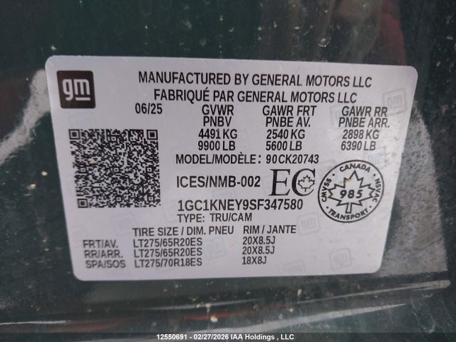 1GC1KNEY9SF347580 Chevrolet SILVERADO 2500HD