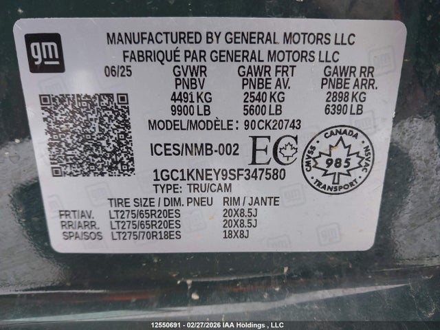 1GC1KNEY9SF347580 Chevrolet SILVERADO 2500HD