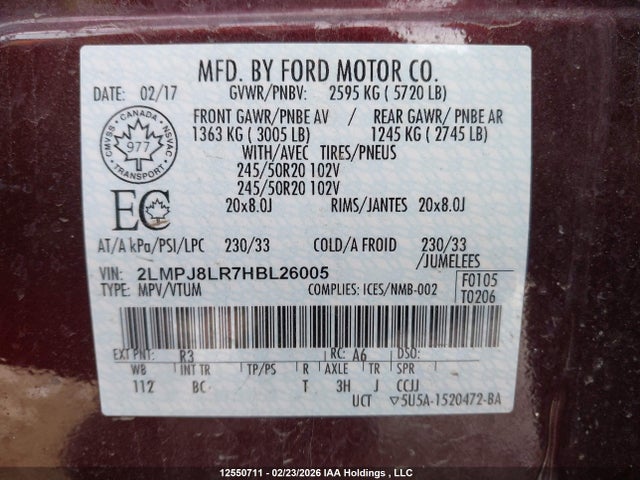 2LMPJ8LR7HBL26005 Lincoln Mkx Reserve