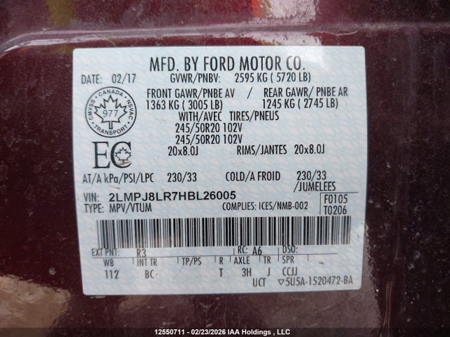 2LMPJ8LR7HBL26005 Lincoln Mkx Reserve
