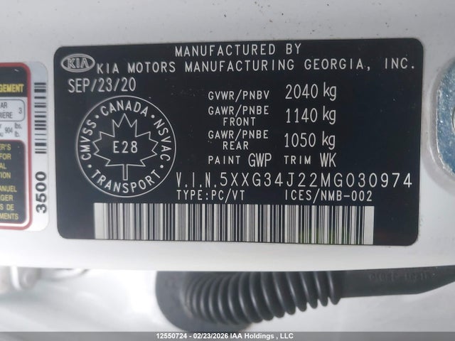 5XXG34J22MG030974 KIA K5 EX