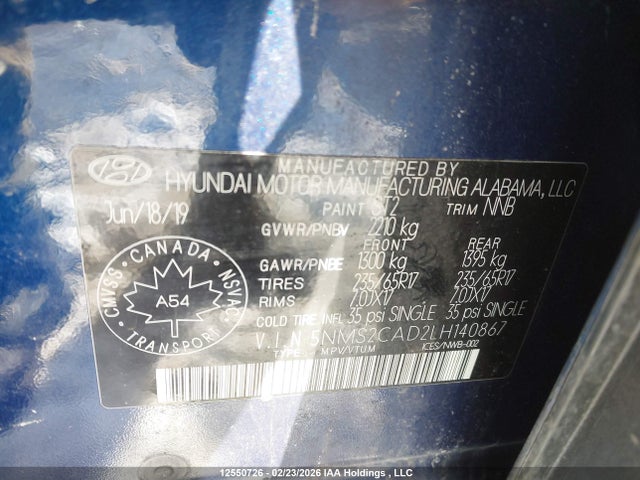 Продаж на аукціоні авто 2020 Hyundai Santa Fe Se, vin: 5NMS2CAD2LH140867, номер лоту: 12550726