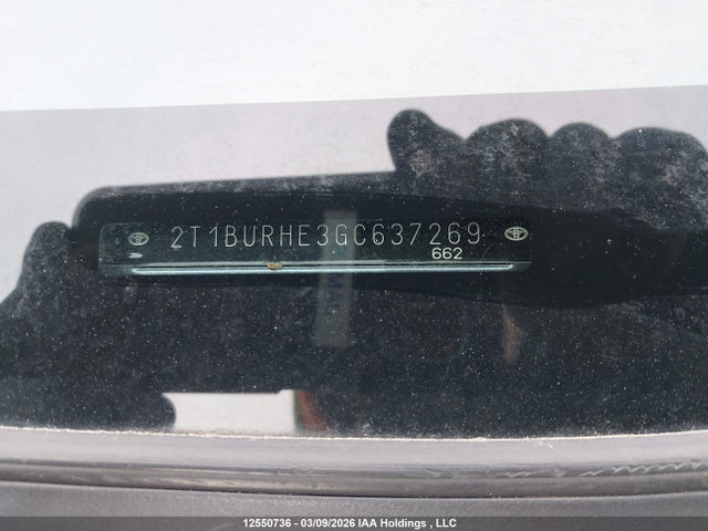 2T1BURHE3GC637269 Toyota COROLLA LE