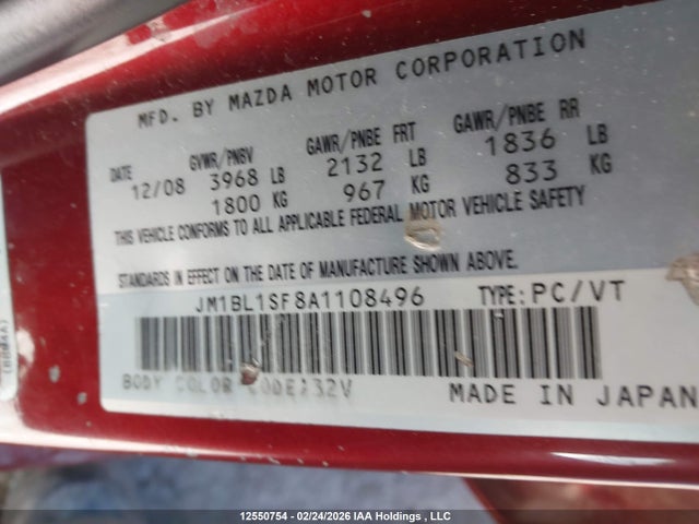 Aukcja sprzedaży 2010 Mazda 3 I, vin: JM1BL1SF8A1108496, numer aukcji: 12550754