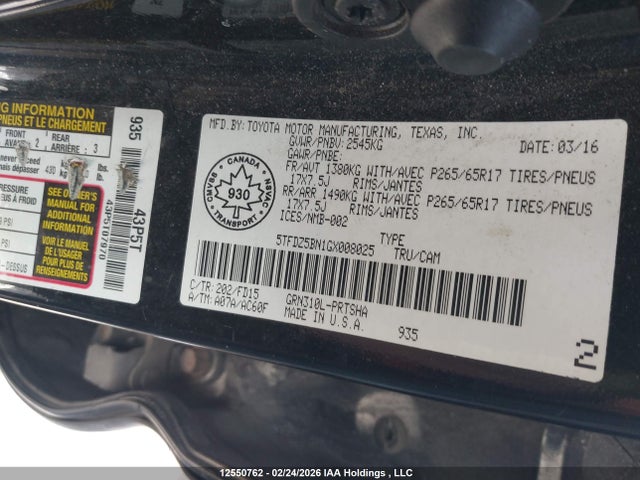 5TFDZ5BN1GX008025 Toyota Tacoma Sr5