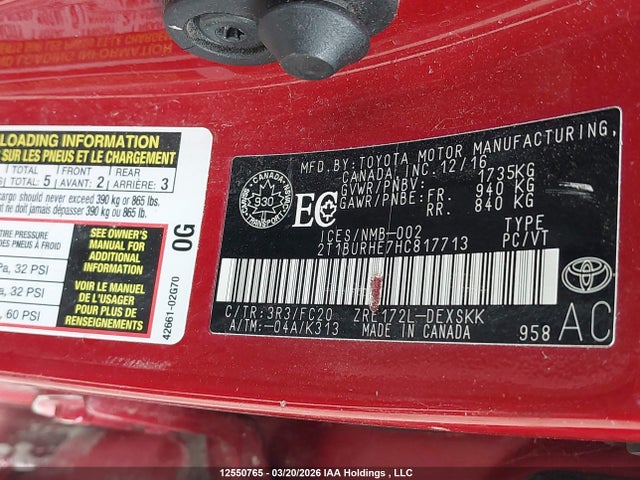 Toyota COROLLA SE 2017 2T1BURHE7HC817713 Image 9