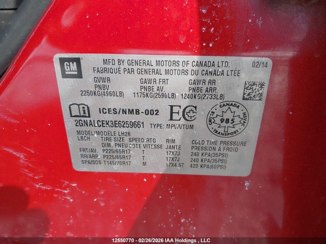 Chevrolet Equinox 2lt 2014 2GNALCEK3E6259661 Image 9