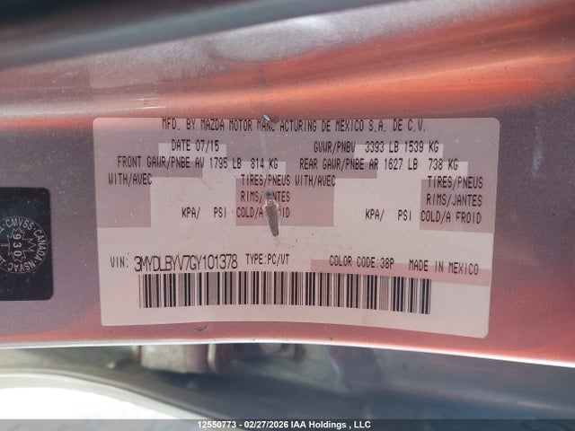 3MYDLBYV7GY101378 Toyota Yaris Premium
