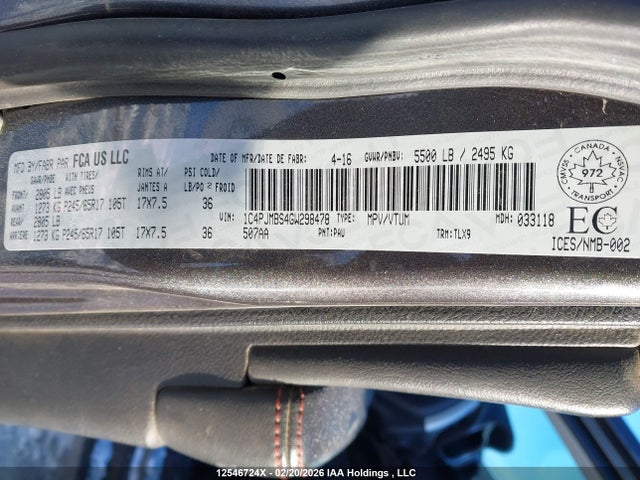 1C4PJMBS4GW298478 Jeep Cherokee Trailhawk