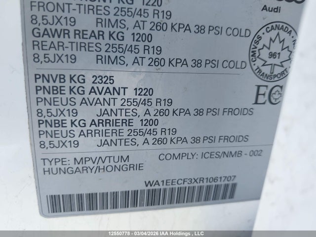 WA1EECF3XR1061707 Audi Q3 45 Progressiv