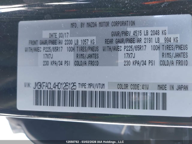 JM3KFACL4H0126125 Mazda Cx-5 Touring