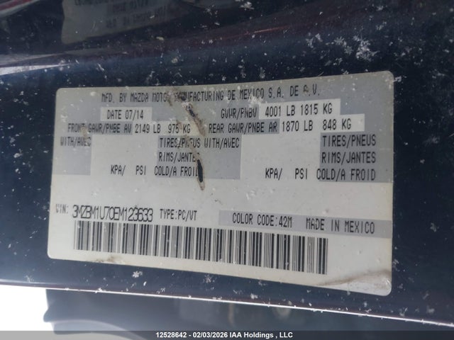 3MZBM1U70EM123633 Mazda Mazda3 Gx-sky