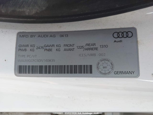 Aukcja sprzedaży 2013 Audi A7 Quattro, vin: WAUWGCFC5DN140835, numer aukcji: 12550801