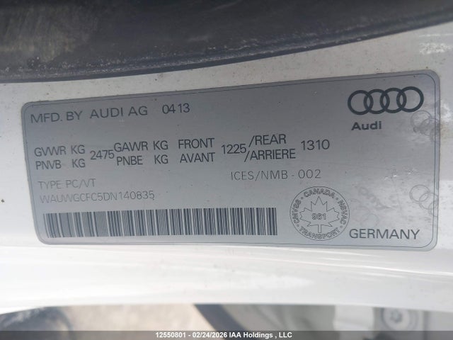 Aukcja sprzedaży 2013 Audi A7 Quattro, vin: WAUWGCFC5DN140835, numer aukcji: 12550801