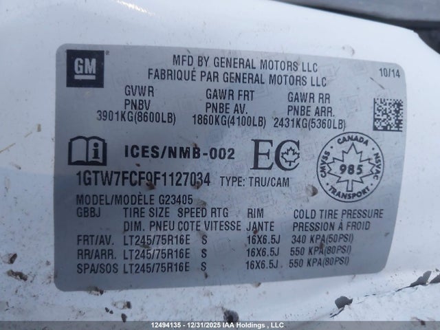 1GTW7FCF9F1127034 GMC Savana G2500
