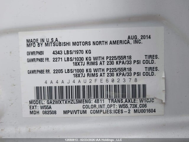 Mitsubishi Rvr Gt 2015 4A4AJ4AU2FE602378 Image 9