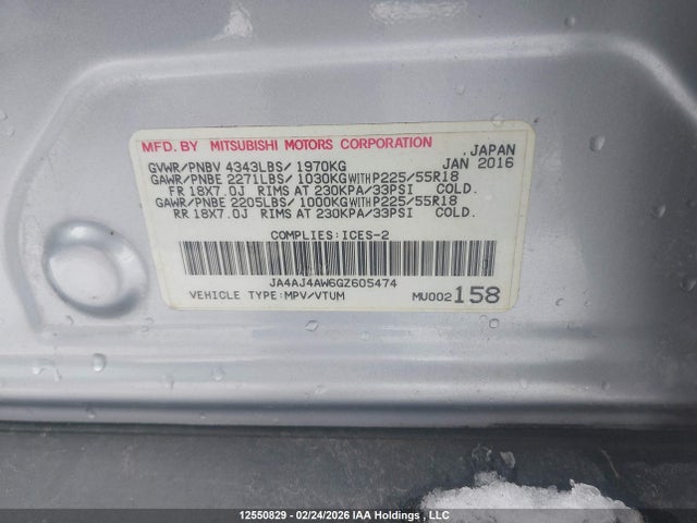 JA4AJ4AW6GZ605474 Mitsubishi Rvr Gt/se Limited Edition