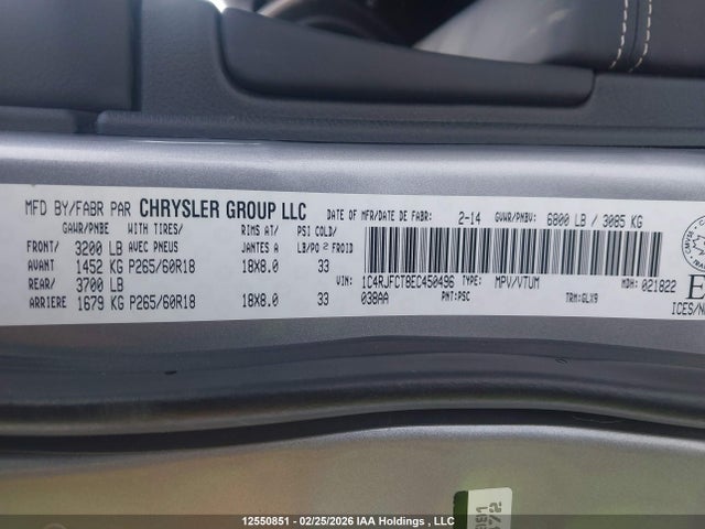 1C4RJFCT8EC450496 Jeep Grand Cherokee Overland