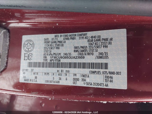 1FMCU9G95GUA23959 Ford ESCAPE SE