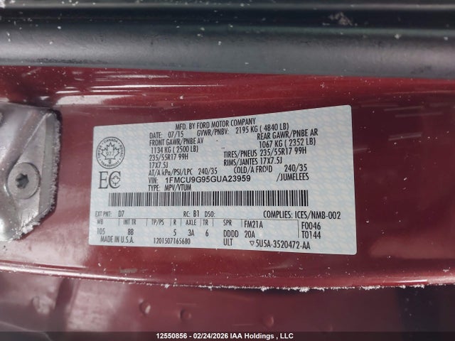 1FMCU9G95GUA23959 Ford ESCAPE SE