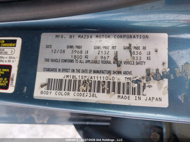 Aukcja sprzedaży 2010 Mazda Mazda3, vin: JM1BL1SF2A1111040, numer aukcji: 12550872