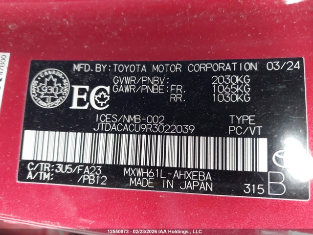 JTDACACU9R3022039 Toyota Prius Prime Se