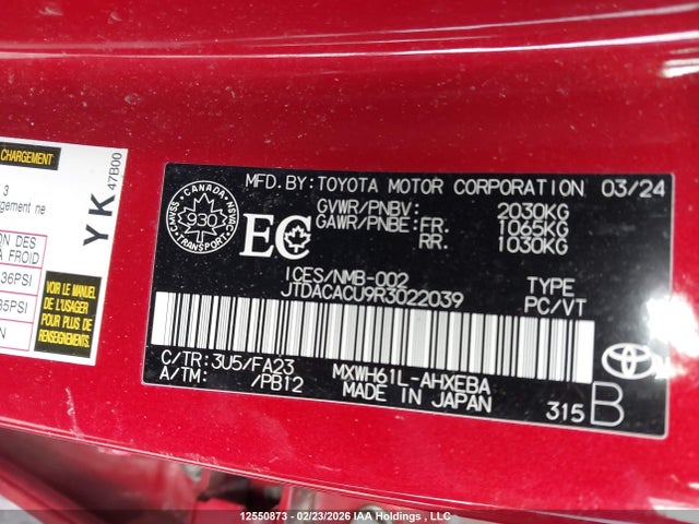 JTDACACU9R3022039 Toyota Prius Prime Se