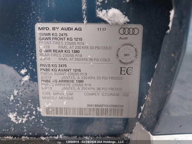 WA1BNAFY9J2089256 Audi Q5 2.0t Progressiv