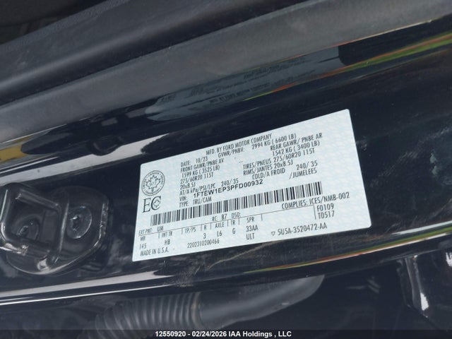 12550920 :رقم المزاد ، 1FTEW1EP3PFD00932 vin ، 2023 Ford F150 Supercrew مزاد بيع
