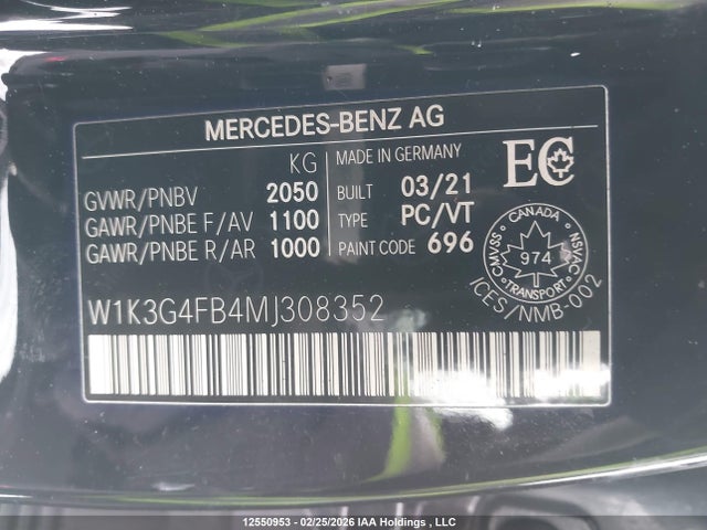 W1K3G4FB4MJ308352 Mercedes-Benz A 220 4matic