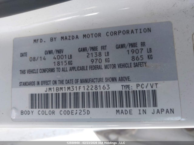 JM1BM1M31F1228163 Mazda 3 Grand Touring