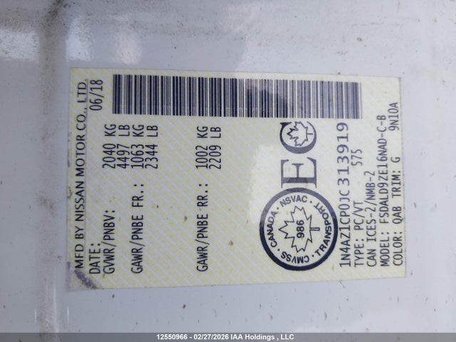 1N4AZ1CP0JC313919 Nissan Leaf S/sv/sl
