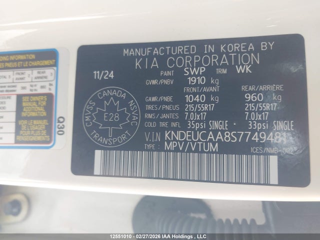 Продажа на аукционе авто 2025 Kia Seltos, vin: KNDEUCAA8S7749481, номер лота: 12551010
