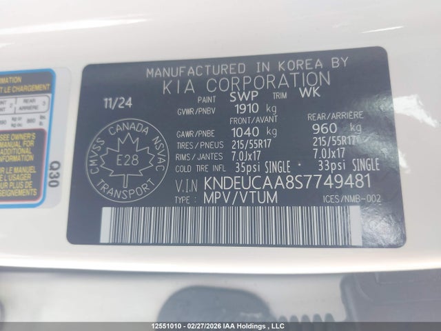 Продажа на аукционе авто 2025 Kia Seltos, vin: KNDEUCAA8S7749481, номер лота: 12551010