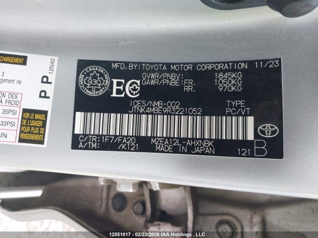 JTNK4MBE9R3221052 Toyota Corolla
