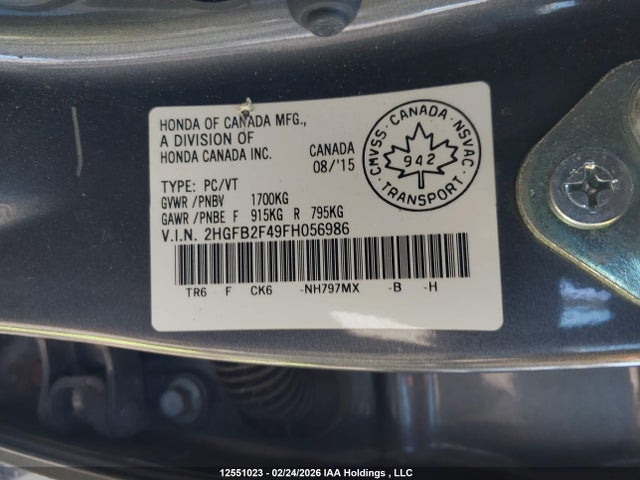 Honda Civic Lx 2015 2HGFB2F49FH056986 Image 19