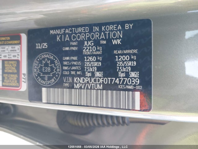 Продажа на аукционе авто 2026 Kia Sportage Lx/x-line, vin: KNDPUCDF0T7477039, номер лота: 12551058